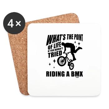 Idée cadeau BMX Freestyle - Dessous de verre (lot de 4) - blanc - Devant