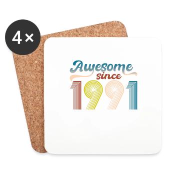 Vintage 1991 Retro Bitrthday Limited Edition - Coasters (set of 4) - white - Front