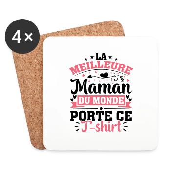 La meilleure maman du monde porte ce t-shirt - Dessous de verre (lot de 4) - blanc - Devant