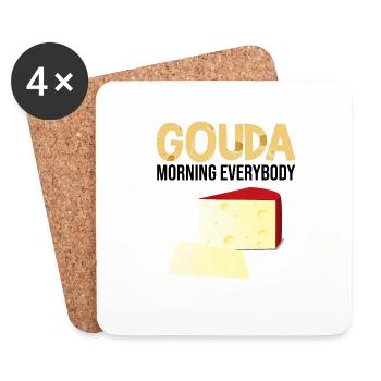 Smoked Gouda design and Gouda gourmet - Coasters (set of 4) - white - Front