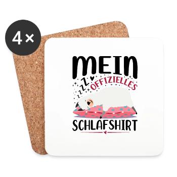 Mein Offizielles Schlafshirt - Untersetzer (4er-Set) - Weiß - Vorne
