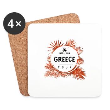 Tour de Grèce coloré - Dessous de verre (lot de 4) - blanc - Devant