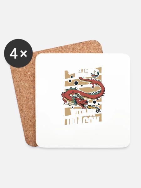 Sorry I Can't I Have Plans With My Dragon - Untersetzer (4er-Set) - Weiß