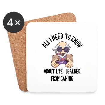 All I Need To Know About Life Gaming - Untersetzer (4er-Set) - Weiß - Vorne