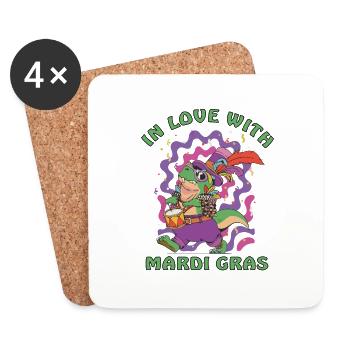 Dinosaurier feiert Mardi Gras Karnevalsumzug - Untersetzer (4er-Set) - Weiß - Vorne