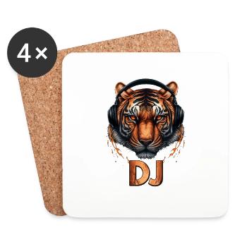 DJ Tiger wild - Coasters (set of 4) - white - Front