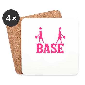 Tout sur ce design de cheerleading de base, encouragez - Dessous de verre (lot de 4) - blanc - Devant