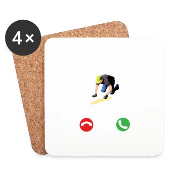 Concrete Finisher Is Calling Construction Worker - Coasters (set of 4) - white - Front