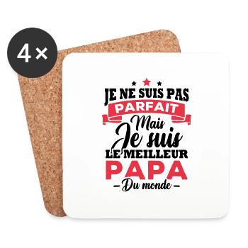 Pas parfait mais le meilleur papa du monde - Dessous de verre (lot de 4) - blanc - Devant