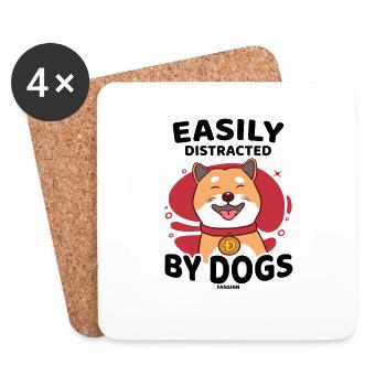 Easily Distracted By Dogs - Coasters (set of 4) - white - Front