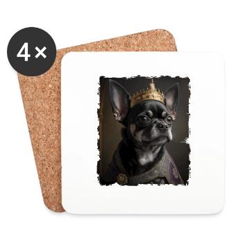Renaissance Pet Portrait chihuahua König Krone - Untersetzer (4er-Set) - Weiß - Vorne