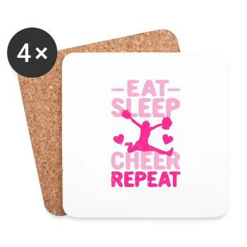 EAT SLEEP CHEER REPEAT Cheerleading Team Cheerlead - Coasters (set of 4) - white - Front