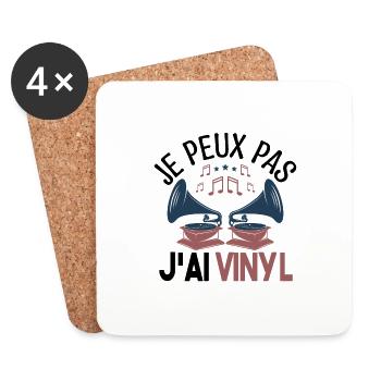 Je peux pas j'ai vinyle Cadeau amoureux de musique - Dessous de verre (lot de 4) - blanc - Devant