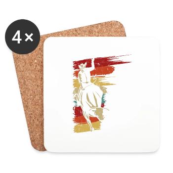 Retro Bull Riding Rodeo Cowboy Bull Rider Graphic - Untersetzer (4er-Set) - Weiß - Vorne
