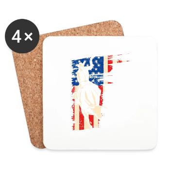 Bull Riding American Flag, Patriotic Rodeo Cowboy - Untersetzer (4er-Set) - Weiß - Vorne