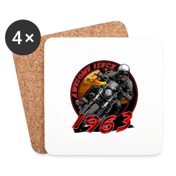Génial depuis 1963, anniversaire du motard - Dessous de verre (lot de 4) - blanc - Devant