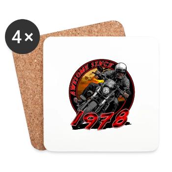 Génial depuis 1978, anniversaire du motard - Dessous de verre (lot de 4) - blanc - Devant