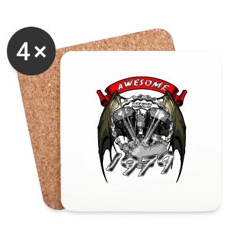 Awesome since 1979, biker's birthday - Coasters (set of 4) - white - Front