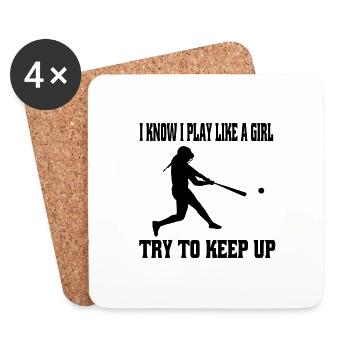 Amateur de baseball baseball femme jeu de baseball - Dessous de verre (lot de 4) - blanc - Devant