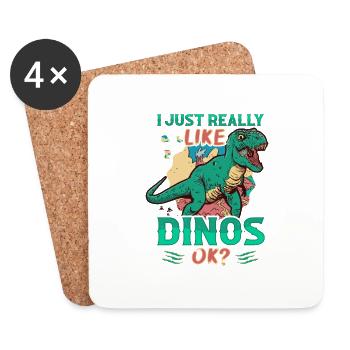 J’aime les dinosaures. - Dessous de verre (lot de 4) - blanc - Devant