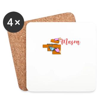 Crazy Mason Lady Cool Construction Worker Funny - Coasters (set of 4) - white - Front