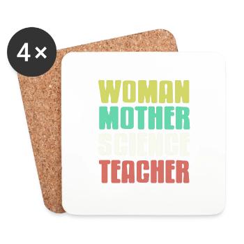 Woman Mother Science Teacher Retro Teacher Designs - Coasters (set of 4) - white - Front