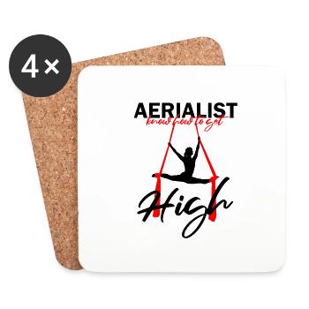 Danseur de soie aérienne pour ruban aérien et acrobate - Dessous de verre (lot de 4) - blanc - Devant
