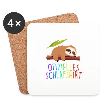 Offizielles Schlafshirt Faultier Schlafanzug - Untersetzer (4er-Set) - Weiß - Vorne