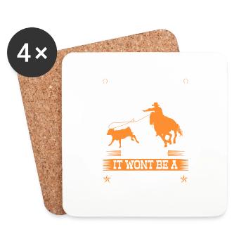 Calf Roping Bad Idea Good Time, Breakaway Roping - Untersetzer (4er-Set) - Weiß - Vorne
