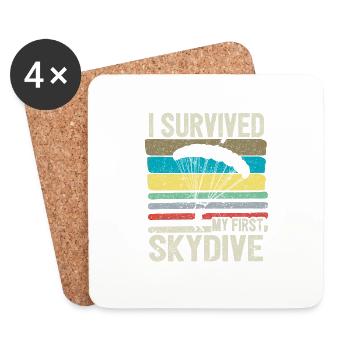 J’ai survécu à mon premier saut en parachute - Dessous de verre (lot de 4) - blanc - Devant