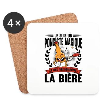 Bière | Ping Pong | Pongiste | Tennis De Table - Dessous de verre (lot de 4) - blanc - Devant