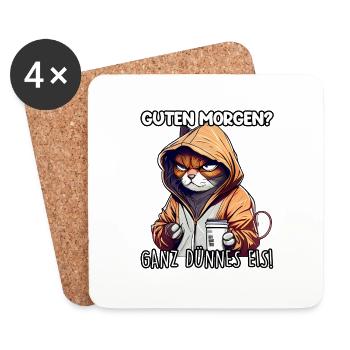 Kaffee Morgenmuffel Mitarbeiter Spruch Kaffee & - Untersetzer (4er-Set) - Weiß - Vorne