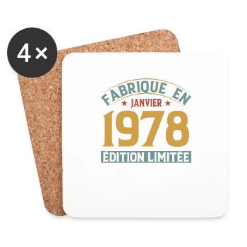 Fabriqué En Janvier 1978 Édition Limitée - Dessous de verre (lot de 4) - blanc - Devant