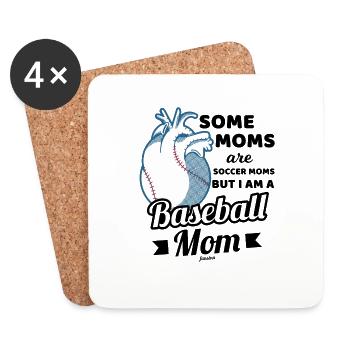 Cadeau sportif Baseball Mother - Dessous de verre (lot de 4) - blanc - Devant
