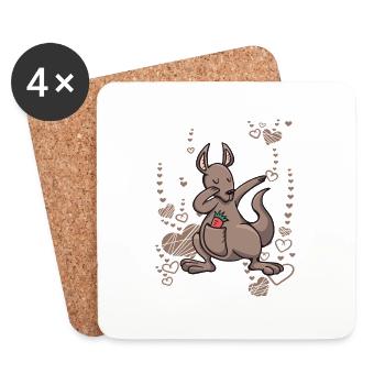 Kangourou Mama Australie J’adore le dabbing - Dessous de verre (lot de 4) - blanc - Devant