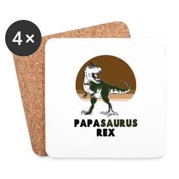 Papasaurus Rex Idée Cadeau Papa Dinosaure Drôle - Dessous de verre (lot de 4) - blanc - Devant