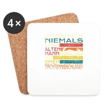 Tischtennis Zubehör Pingpong Motiv - Untersetzer (4er-Set) - Weiß - Vorne