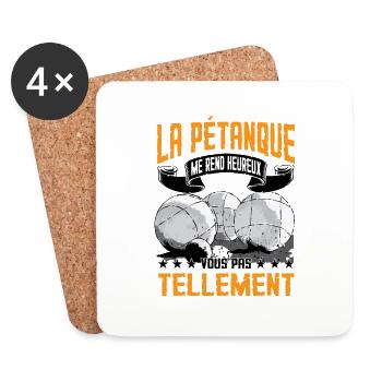 Bouliste Proverbe Humoristique De Pétanque - Dessous de verre (lot de 4) - blanc - Devant