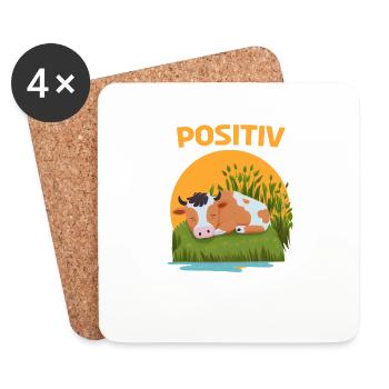 Positiv Müde Schlafshirt Kuh Kühe Schlafanzug - Untersetzer (4er-Set) - Weiß - Vorne