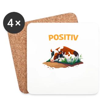Positiv Müde Schlafshirt Kuh Kühe Schlafanzug - Untersetzer (4er-Set) - Weiß - Vorne