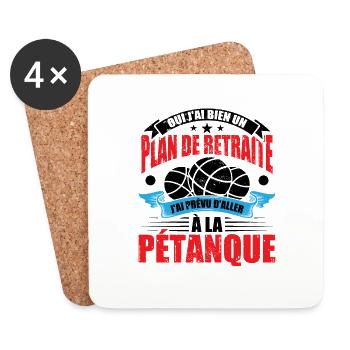 Retraite Boccia Homme Boule Pétanque - Dessous de verre (lot de 4) - blanc - Devant