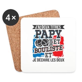 Papy Et Bouliste Humour Homme Boccia - Dessous de verre (lot de 4) - blanc - Devant