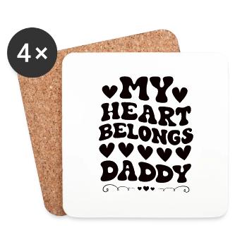 Saint-Valentin Fille Père - Dessous de verre (lot de 4) - blanc - Devant