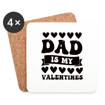 Saint-Valentin Fille Père - Dessous de verre (lot de 4) - blanc - Devant