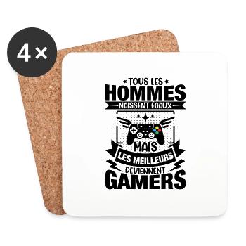 Hommes naissent égaux meilleurs deviennent gamers - Dessous de verre (lot de 4) - blanc - Devant