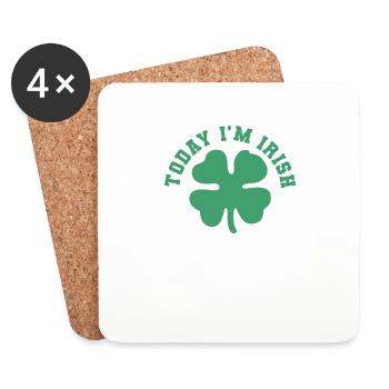 Aujourd’hui, je suis Irish St. Patrick’s Day Shamrock Clover - Dessous de verre (lot de 4) - blanc - Devant