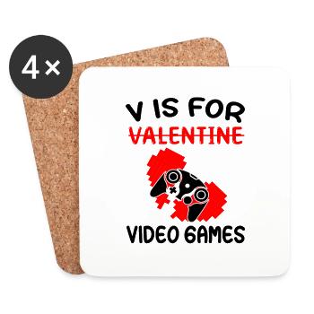 V is for video games - Valentine's Day Gamer Gamer - Coasters (set of 4) - white - Front