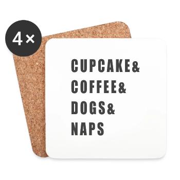 Dicton de cupcake - Chiens - Dessous de verre (lot de 4) - blanc - Devant