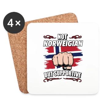 Pas norvégien mais touristique de voyage de soutien Norvège - Dessous de verre (lot de 4) - blanc - Devant