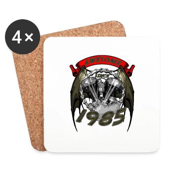 Génial depuis 1985, anniversaire du motard - Dessous de verre (lot de 4) - blanc - Devant